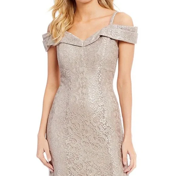 chinese dress ladies RM Richards 2604 PEACOCK Sparkle Lace Off-the-Shoulder Dress main image 1